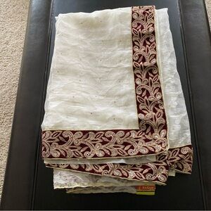 Ethnic Indian Wear White Dress with Maroon and Gold Embroidery